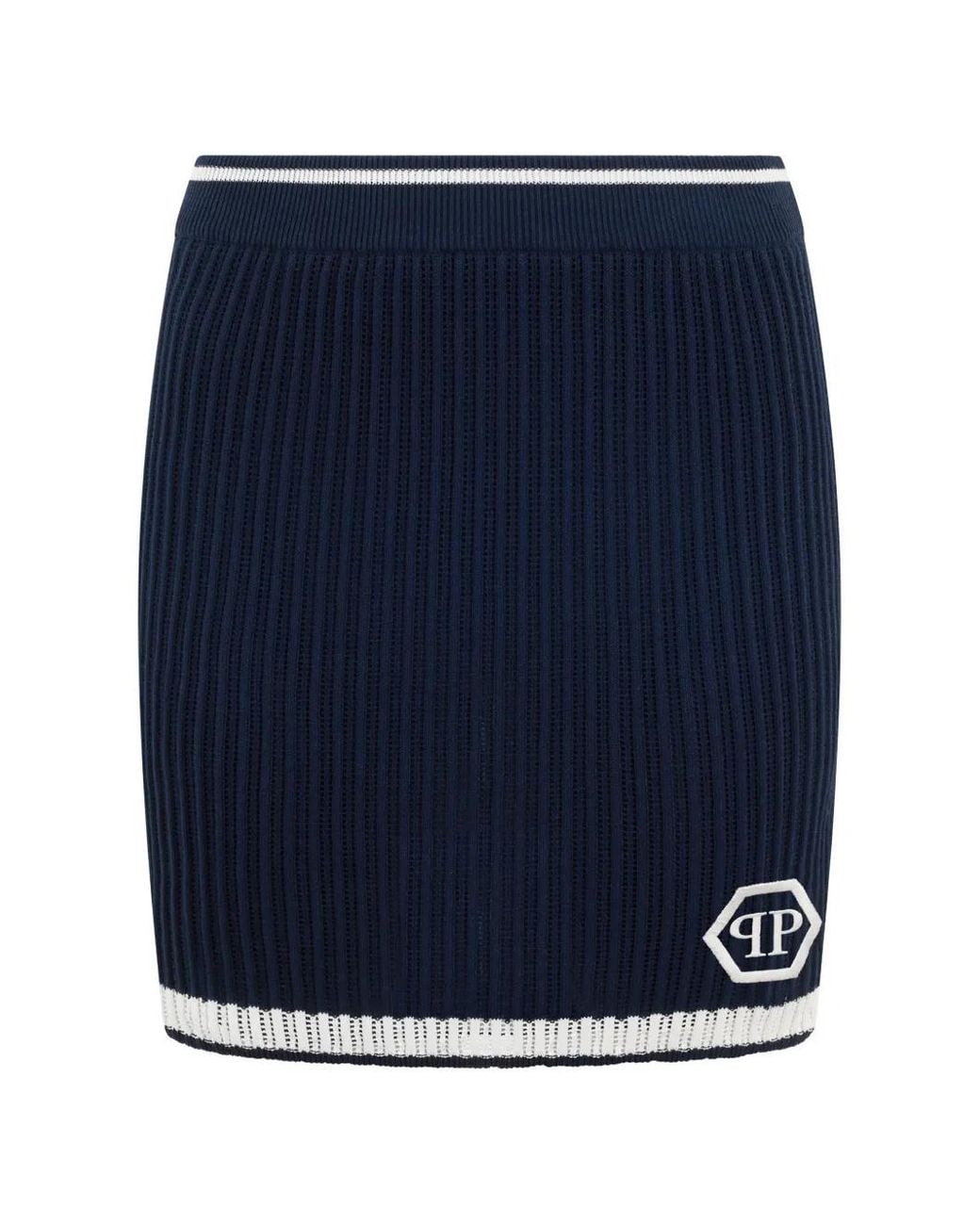 Philipp Plein Blue Mini Logo-Detail Skirt