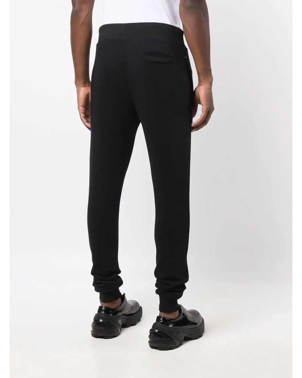 Philipp Plein Black Logo-Patch Cotton Track Pants for men