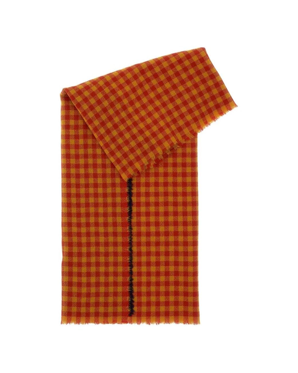Daniela Gregis Orange Gingham-Check Cashmere Scarf