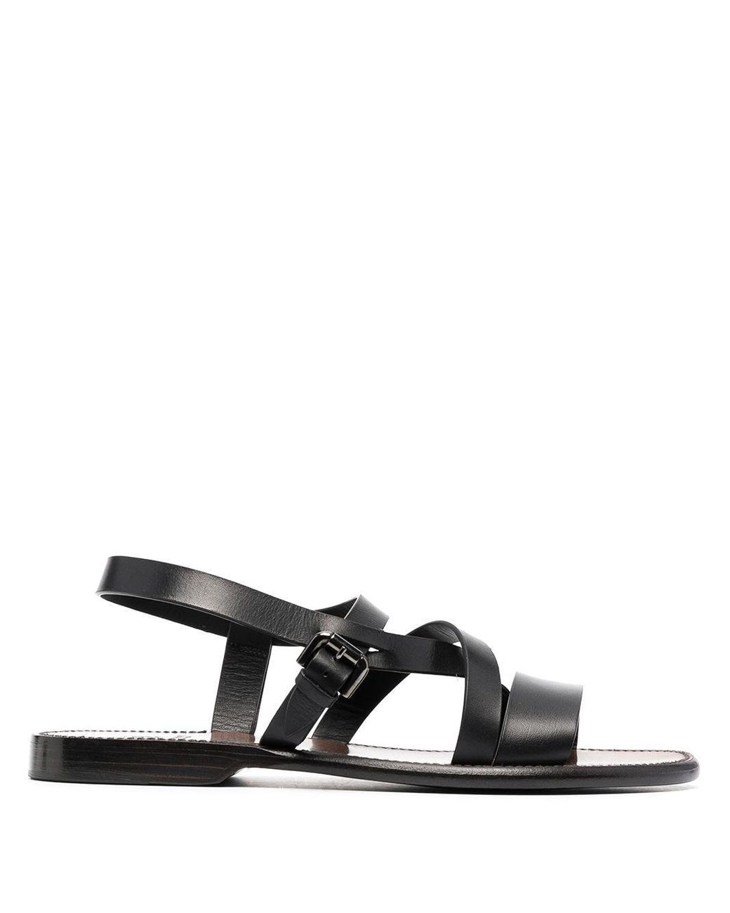 Silvano Sassetti Side-buckle Leather Sandals in Black for Men - Lyst