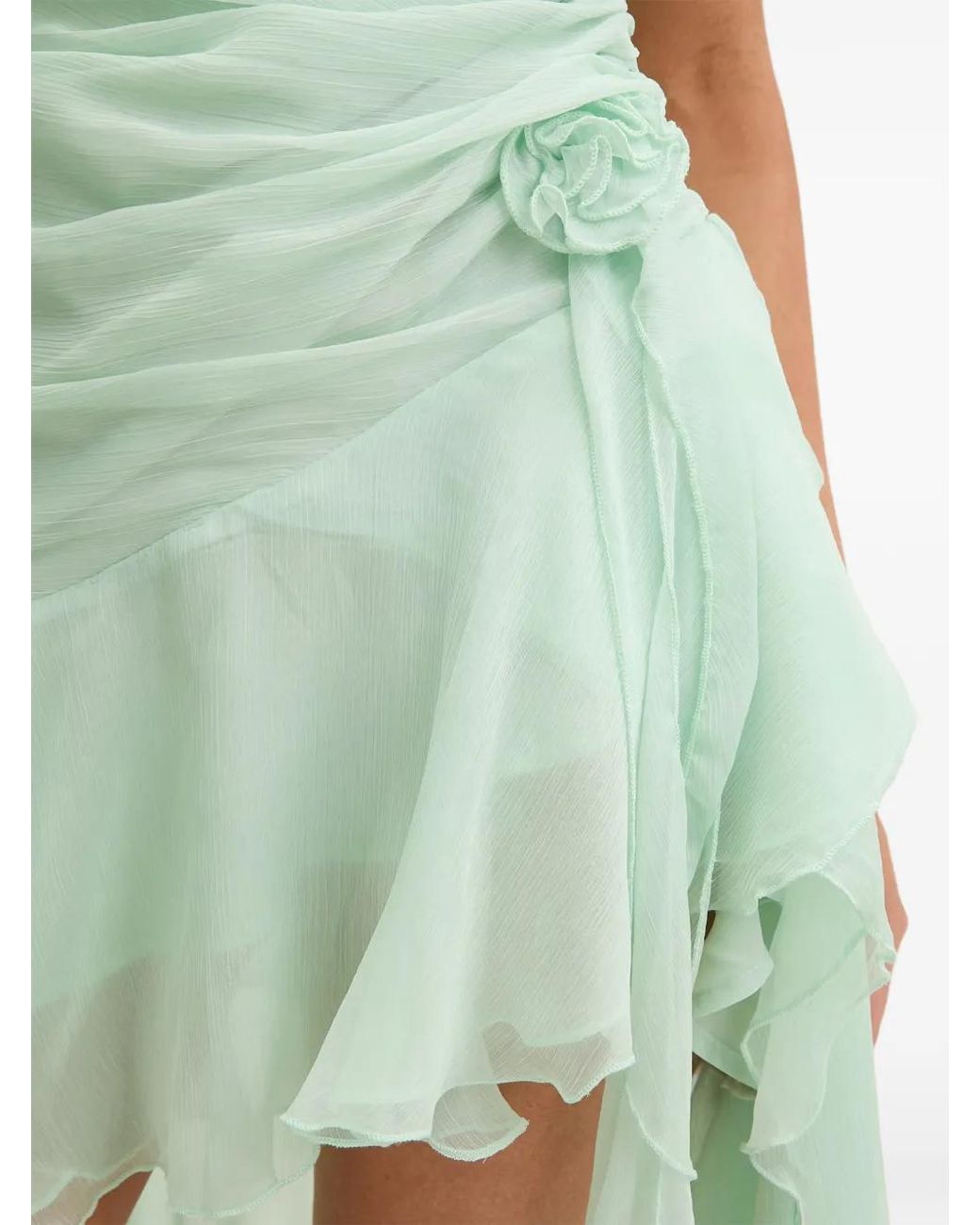 Bardot Green Ivana Ruffled Floral-Appliqué Mini Dress