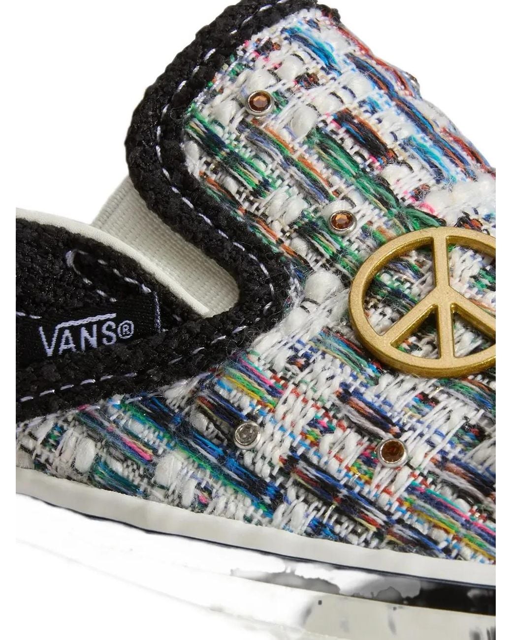 Vans White Classic Premium Charm-Embellished Tweed Slip-On Sneakers
