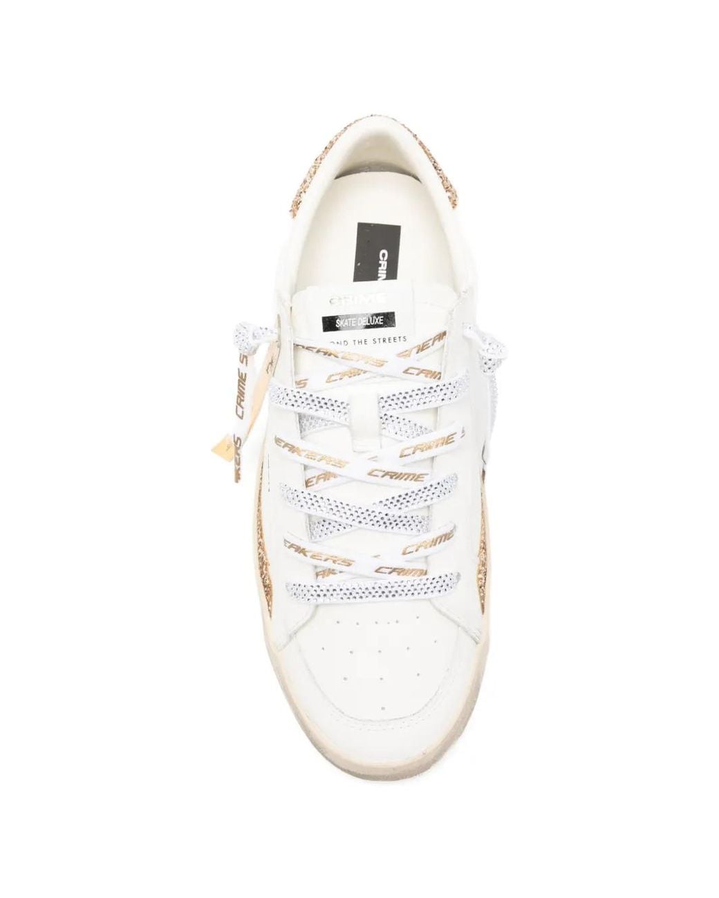 Crime London White Sk8 Deluxe Glitter Low-Top Sneakers