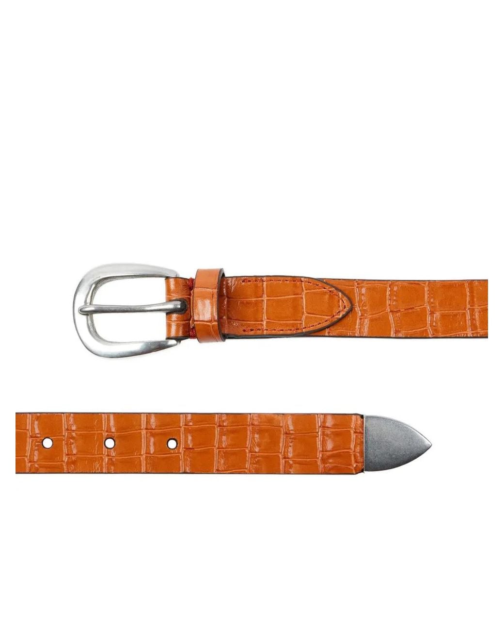 Paul Smith White Crocodile-Effect Leather Belt for men