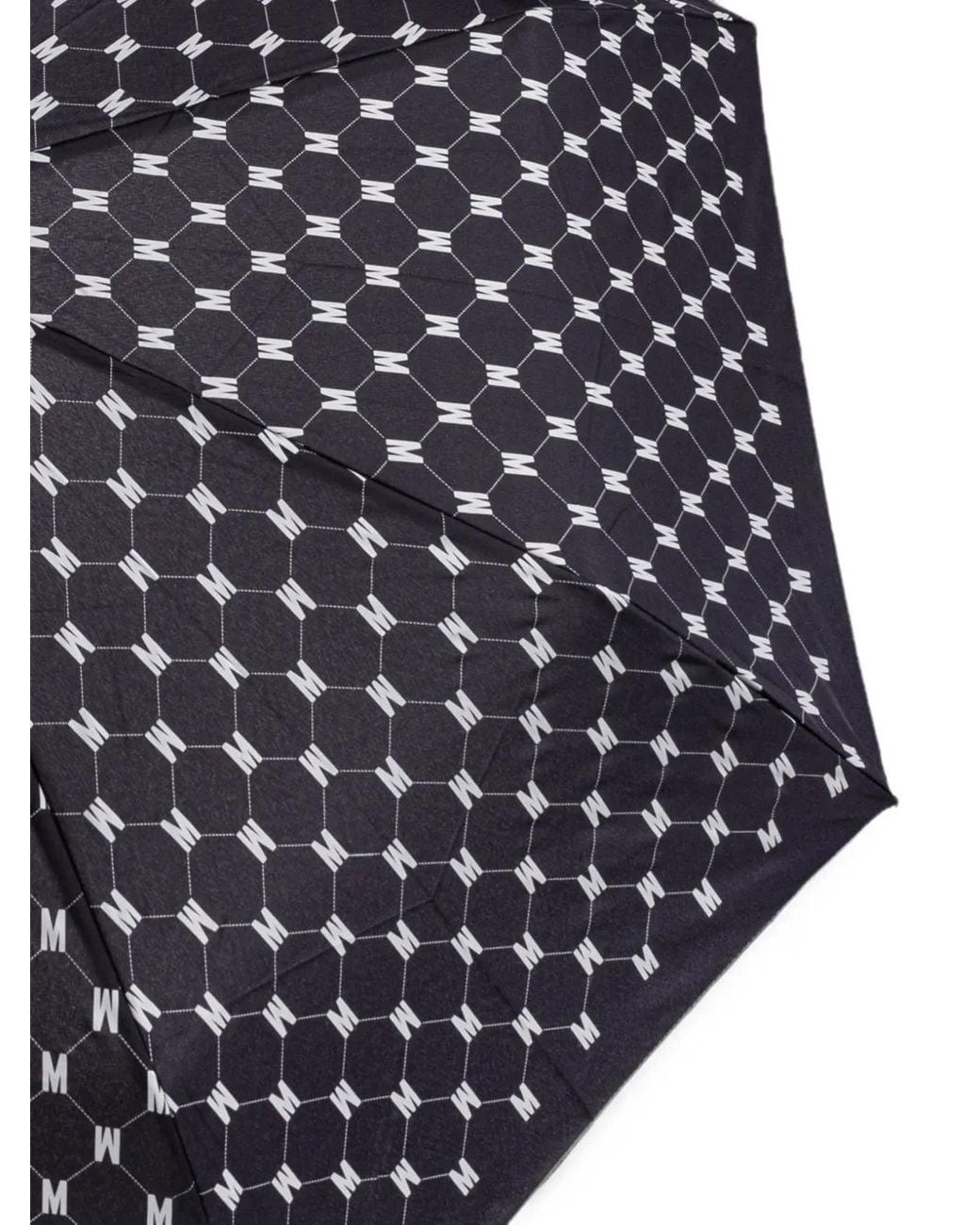 Moschino Blue Monogram Folding Umbrella