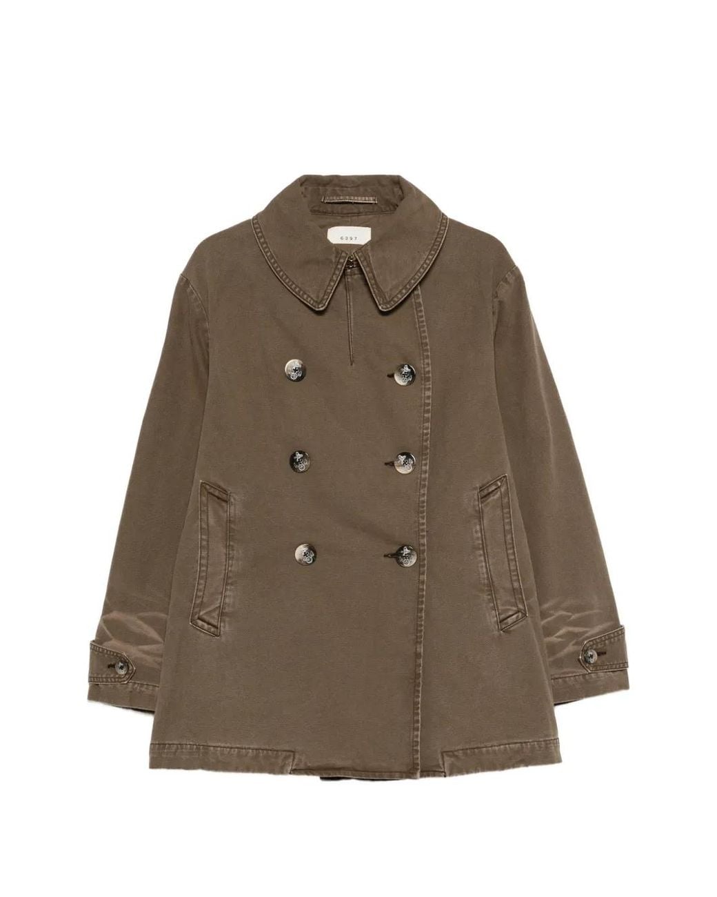 6397 Brown Great Double-Breasted Collared Jacket