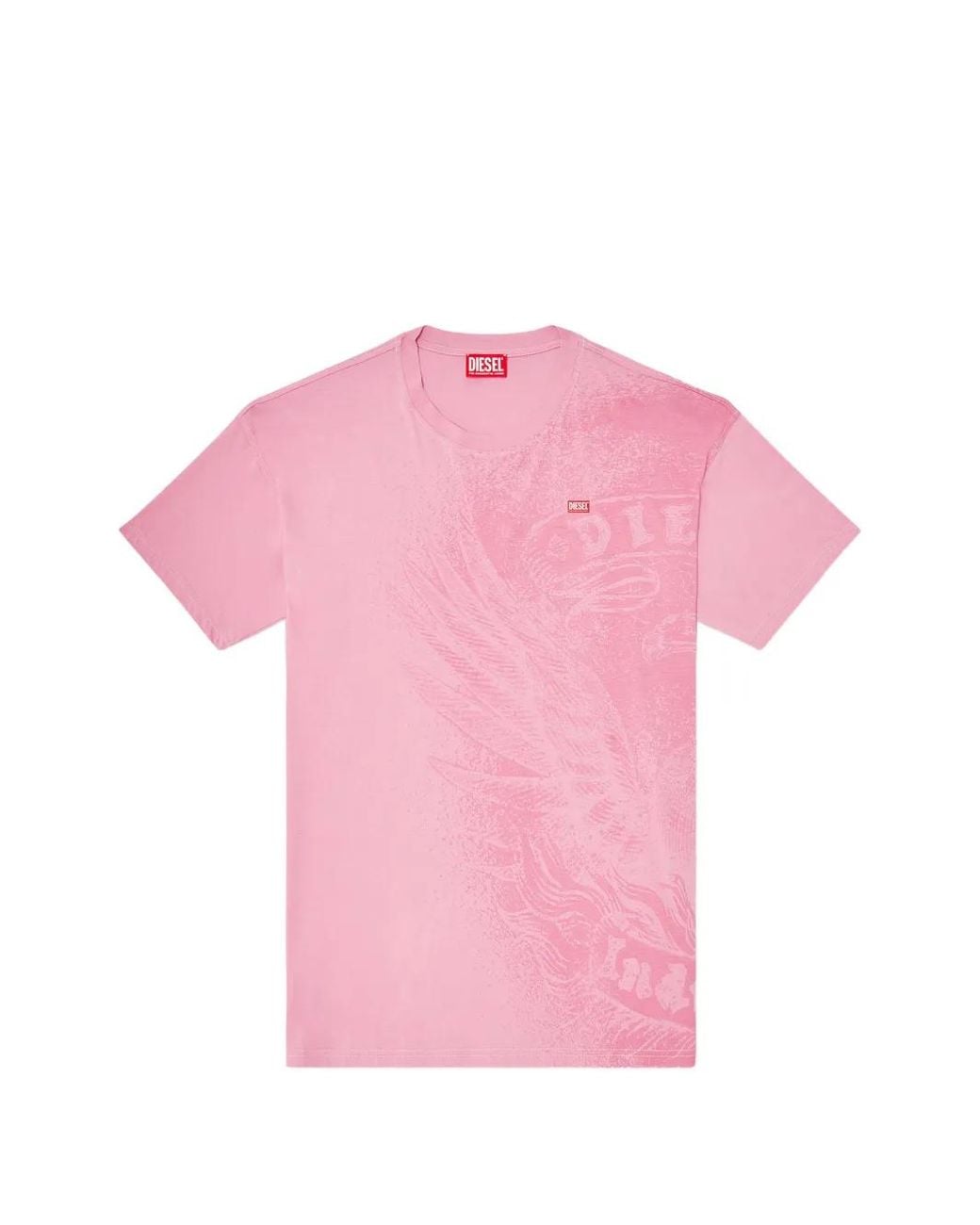 DIESEL Pink Relaxed T-Shirt With Pigment Prints for men