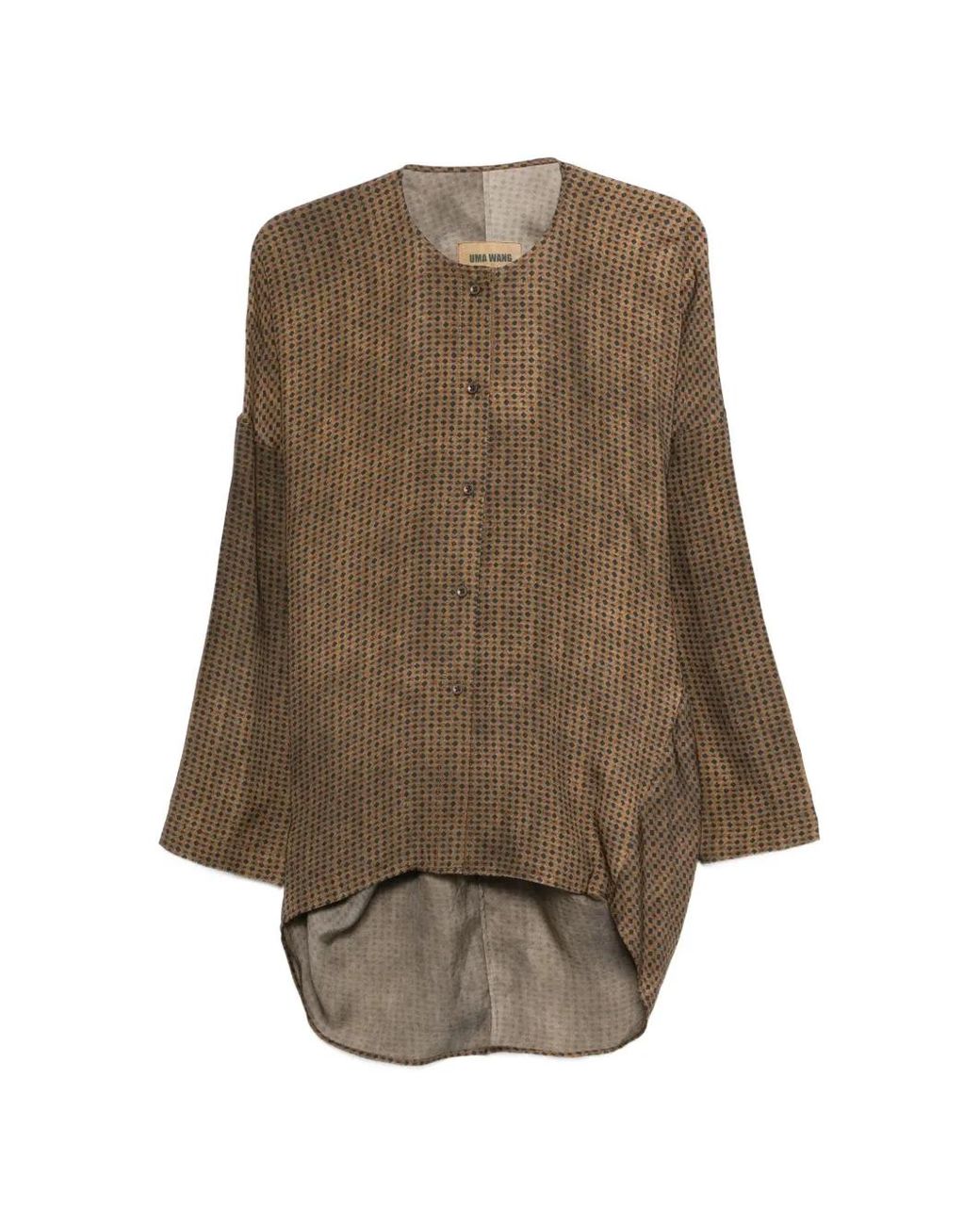 Uma Wang Natural Tate Geometric-Pattern Shirt