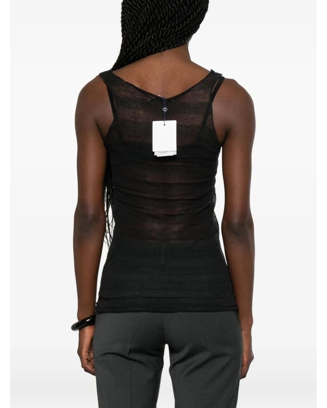 Paloma Wool Dino Striped Sheer Tank Top in Black | Lyst UK