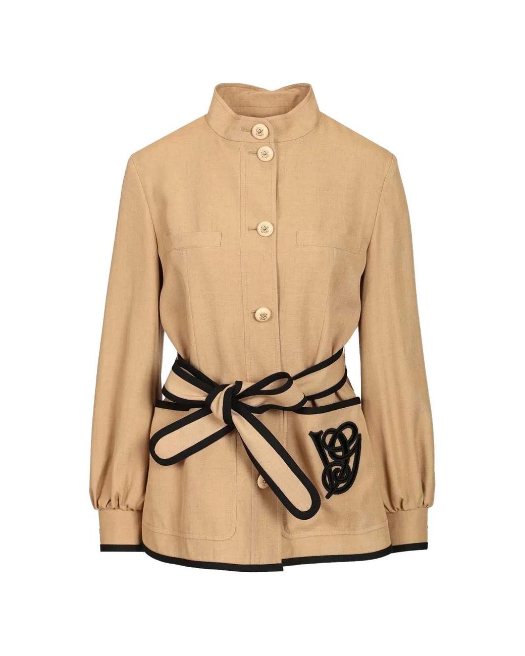 Valentino Garavani Natural Vlogo Belted Coat