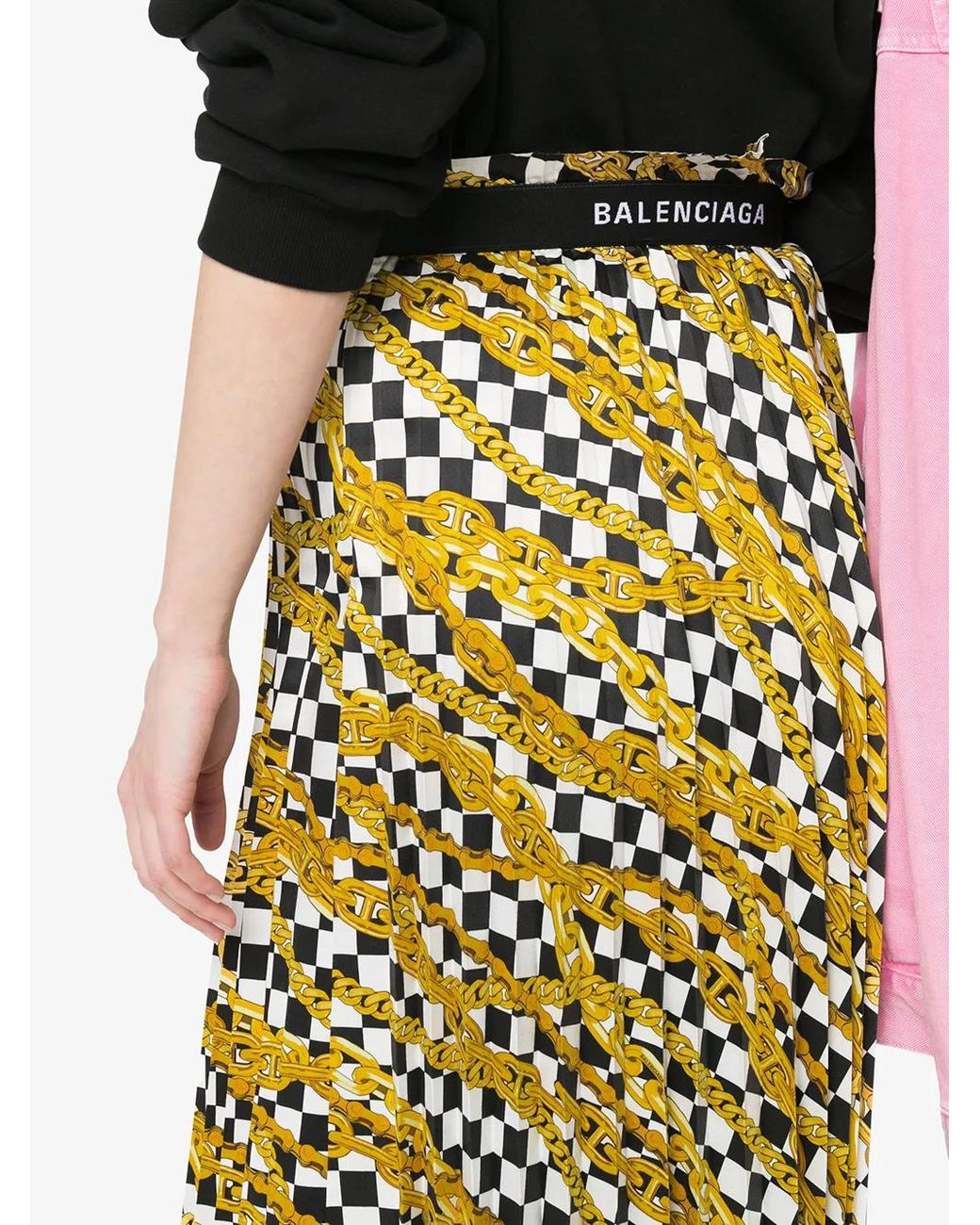 Balenciaga Yellow Pleated Asymmetrical Skirt