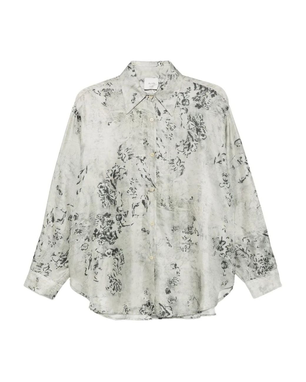 Alysi White Floral-Print Shirt