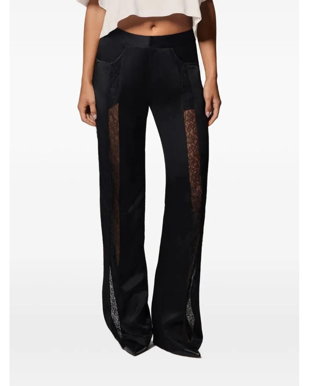 Kiki de Montparnasse Black Pantalon Petite Fleur À Empiècement En Dentelle