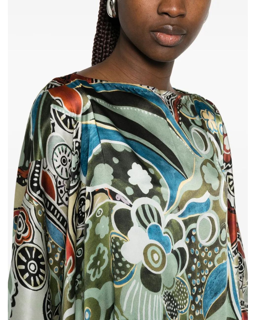 Dolci Follie Green Mixed Pattern Maxi Kaftan