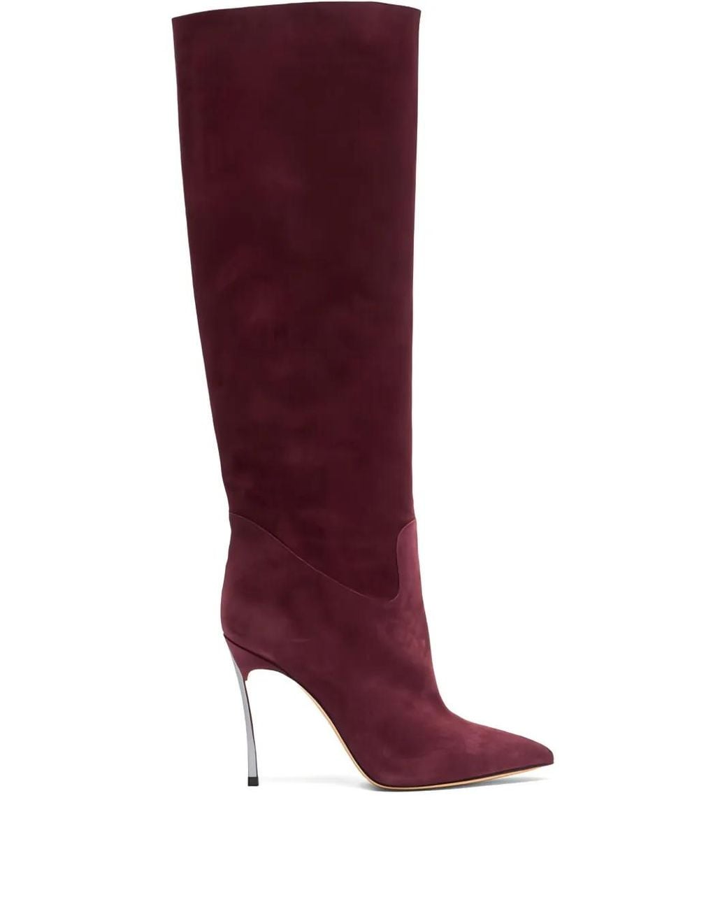 Casadei Red 100Mm Blade Suede Boots