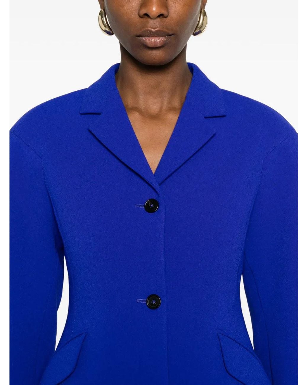 Jil Sander Blue Flap-Pocket Button-Up Coat