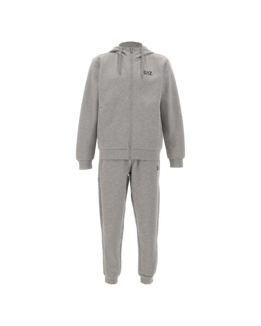 EA7 Katoenen Trainingspak Met Capuchon En Logo in het Gray voor heren