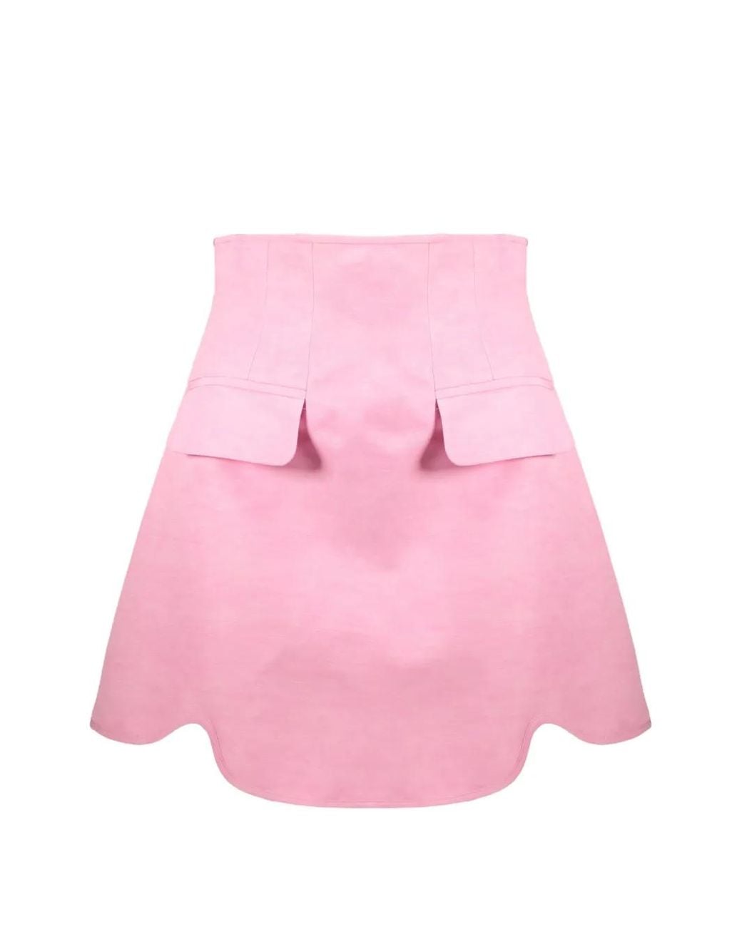 Ellery Pink Scalloped-Hem Pocket-Detail Mini Skirt