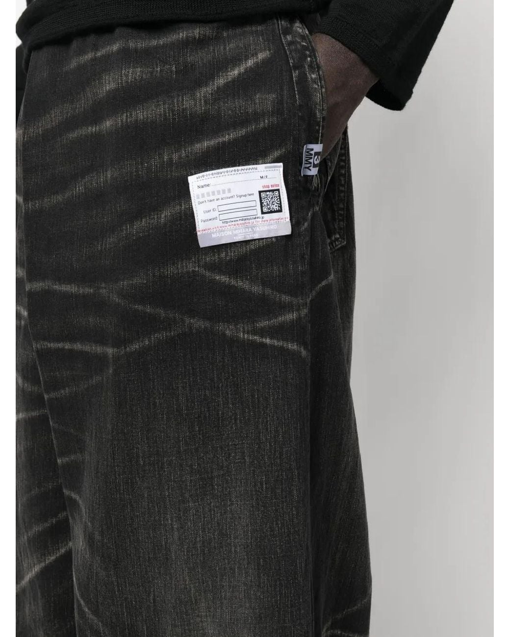 Maison Mihara Yasuhiro Black Off-Centre Whiskered Wide-Leg Jeans for men