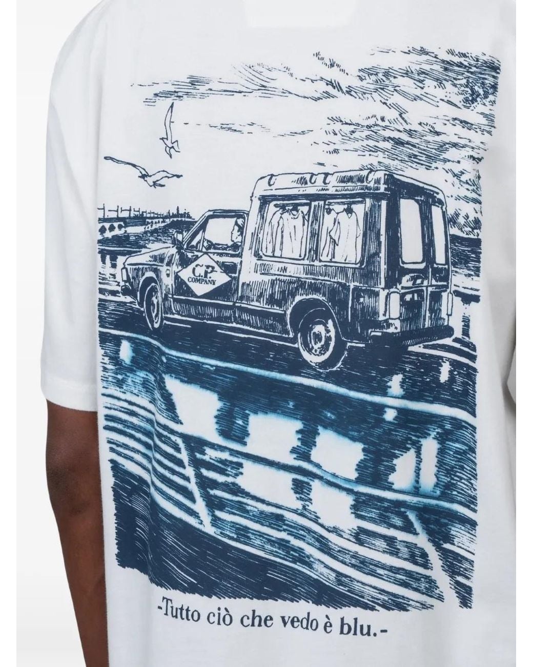 C P Company White C.P. Company Graphic T-Shirt for men