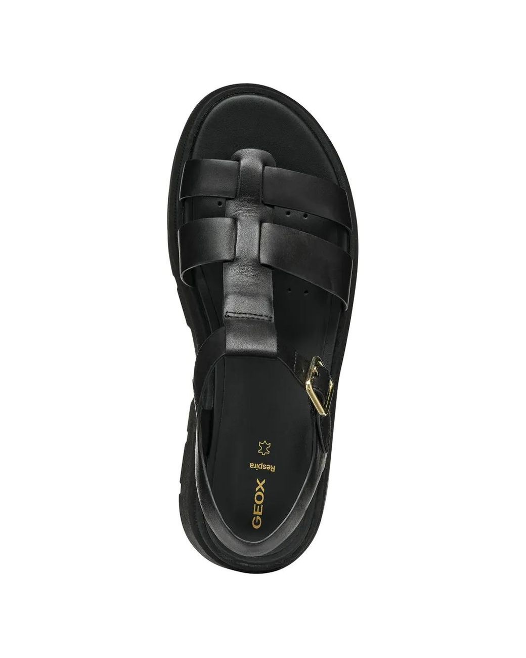 Geox Black Buckle-Fastening Lug-Sole Sandals