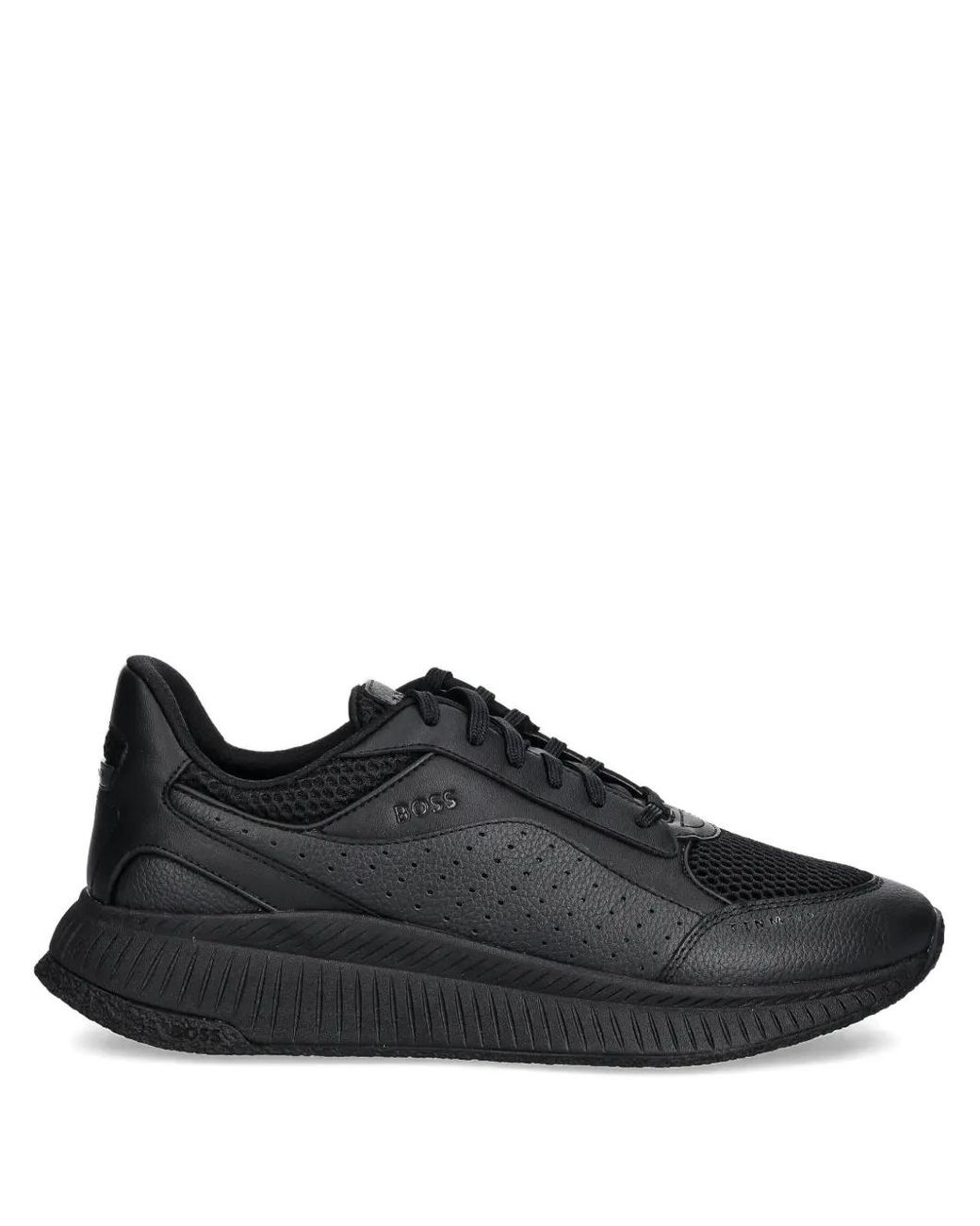 Boss Black Perforated Mesh-Detail Sneakers for men