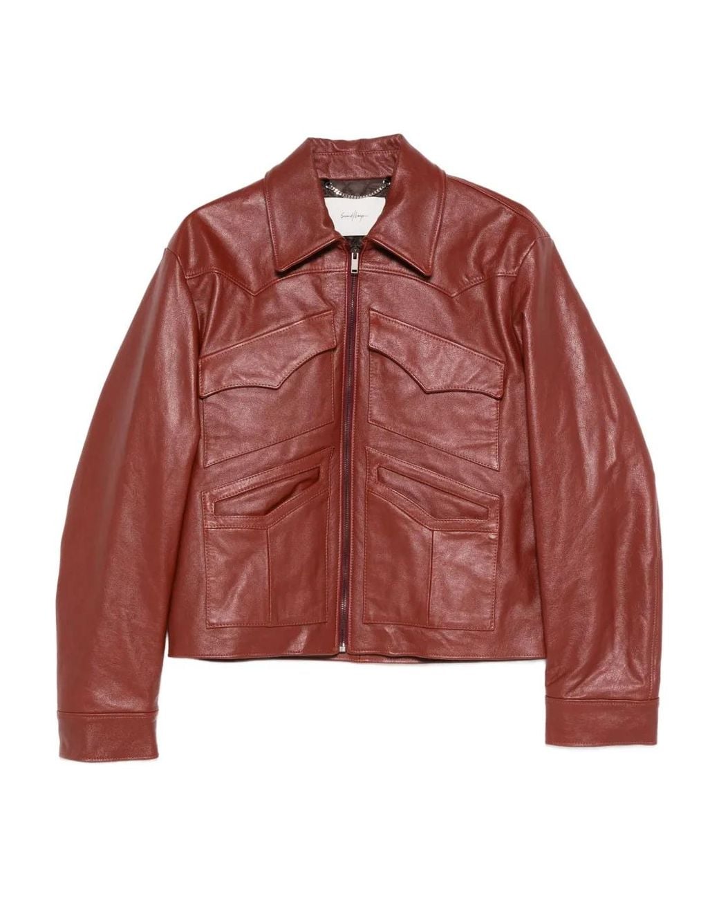 Second/Layer Leota Leren Jack in het Red voor heren