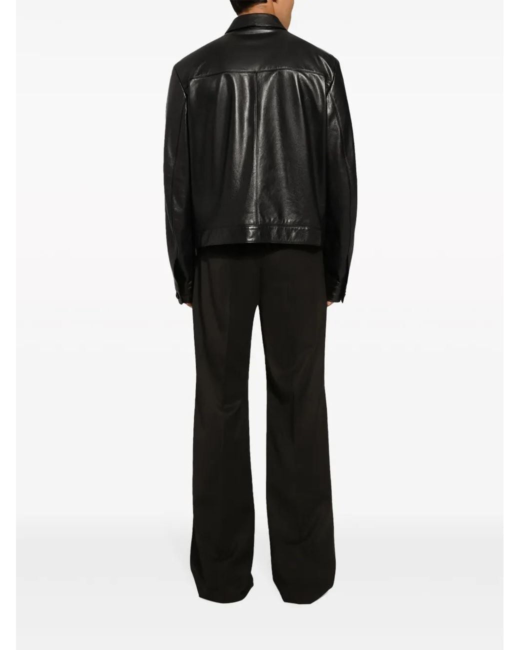 Dolce & Gabbana Black Leather Jacket for men