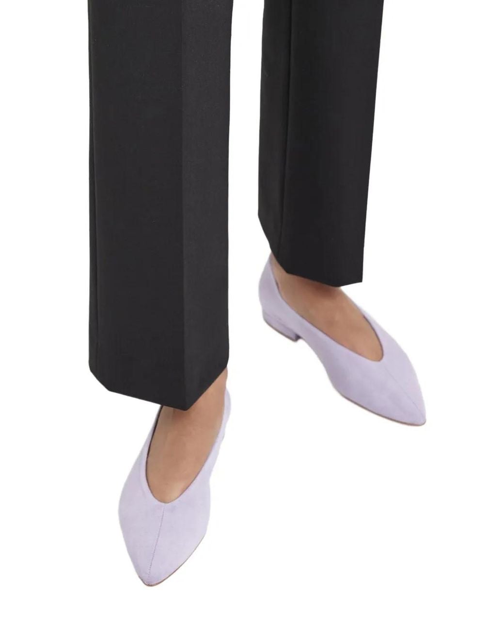 Flattered Gray Pointed-Toe Suede Flat Pumps