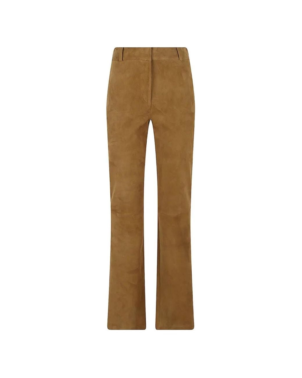Arma Natural Lucia Flared Suede Leather Trousers