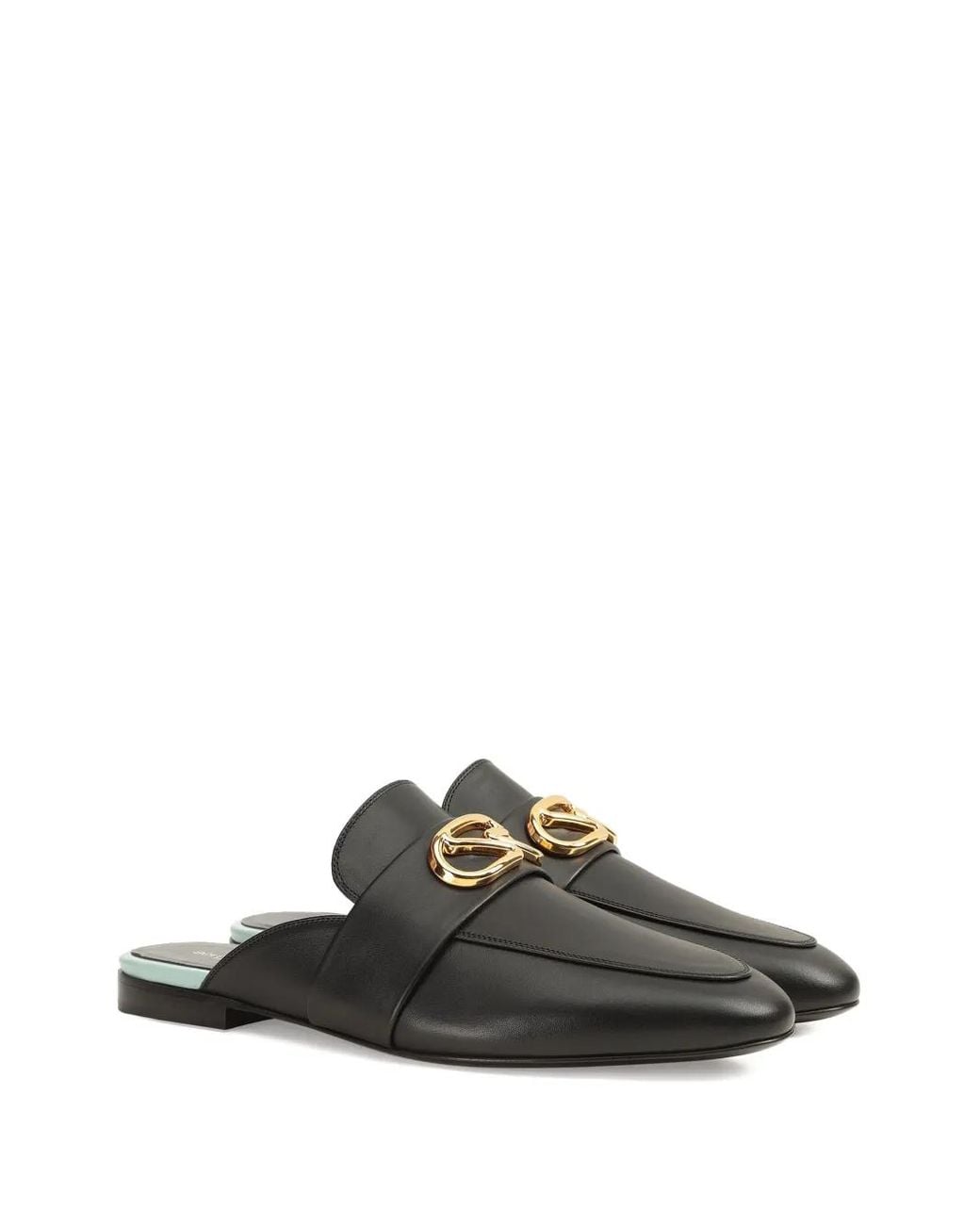 Sergio Rossi Black Logo-Plaque Mules