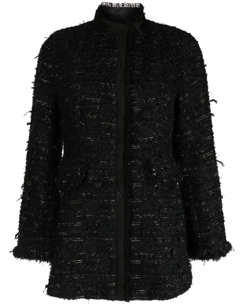 Shiatzy Chen Black Tweed High-Neck Jacket