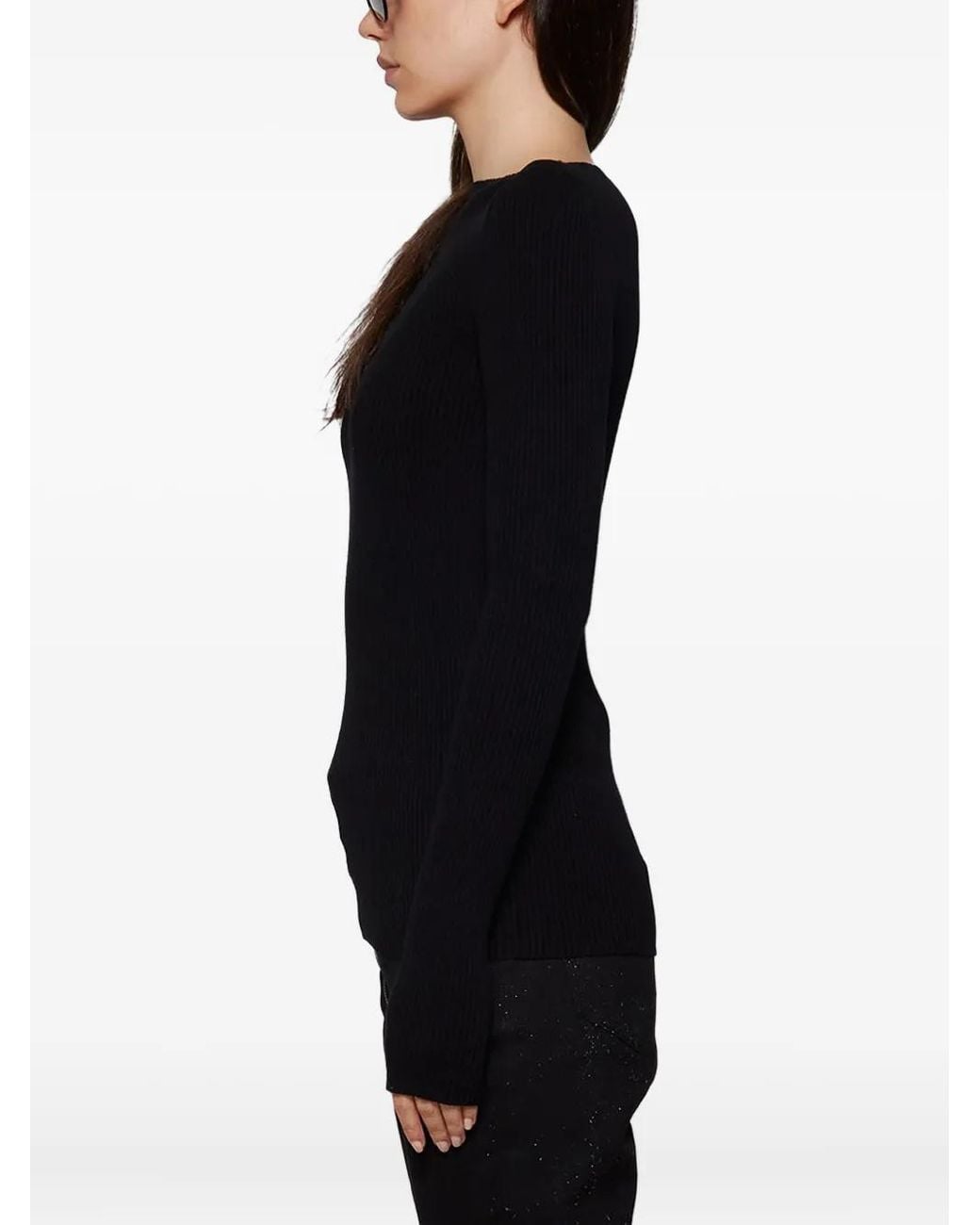 Rick Owens Black Geripptes Oberteil Mit Rückenausschnitt