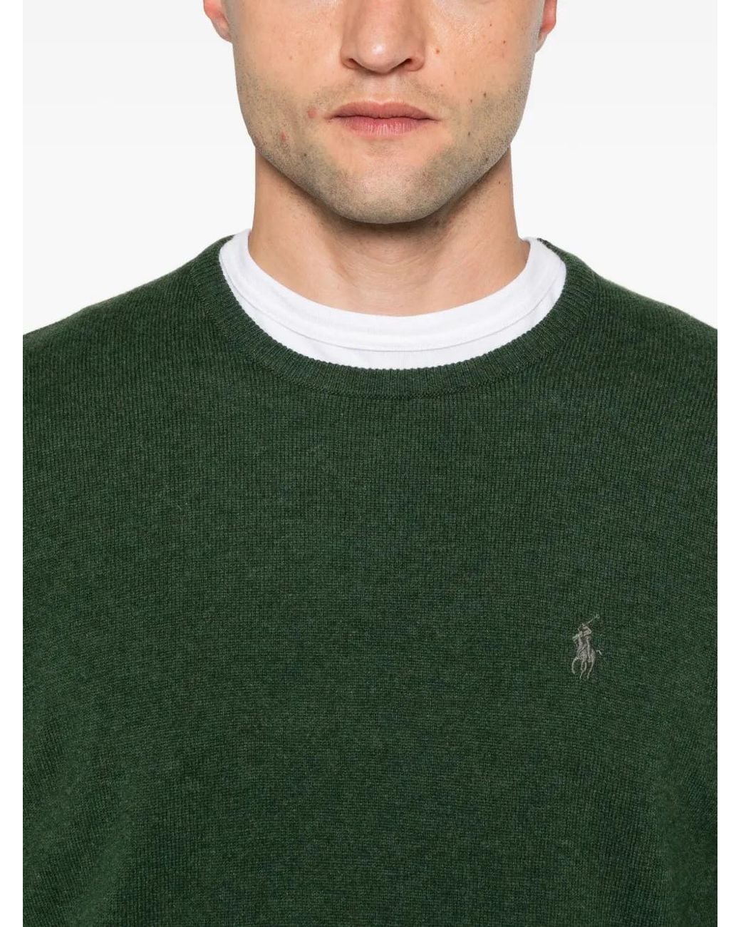 Polo Ralph Lauren Green Logo-Embroidered Crew-Neck Sweater for men