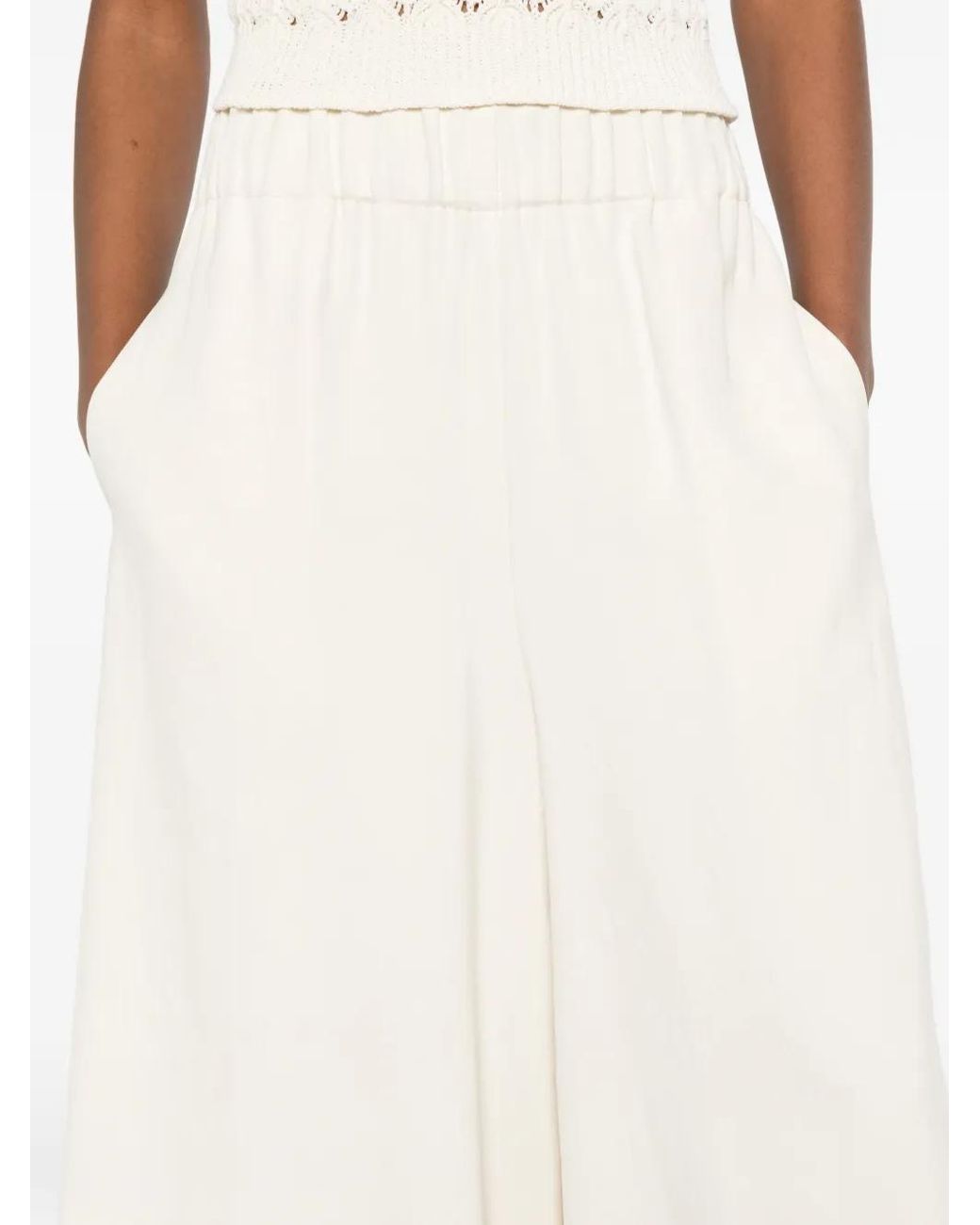 Dusan White Elasticated-Waist Trousers