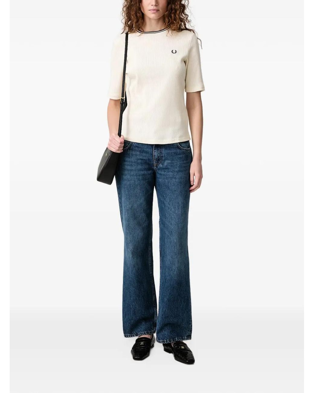 Fred Perry Laurel Wreath Ribbed-Knit T-Shirt in Blue | Lyst