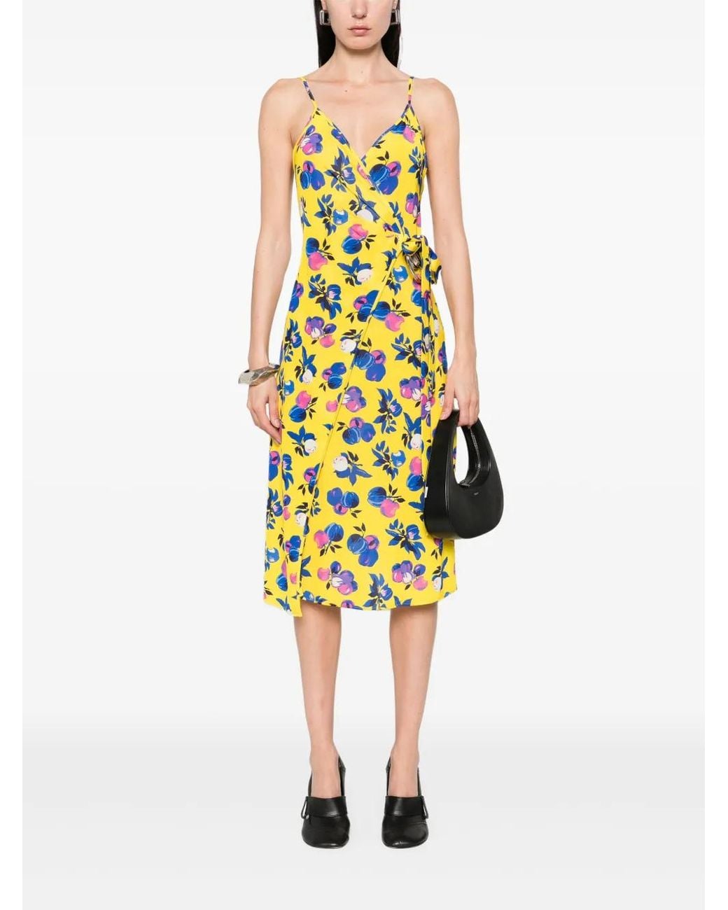 Coperni Yellow Floral Print Midi Dress
