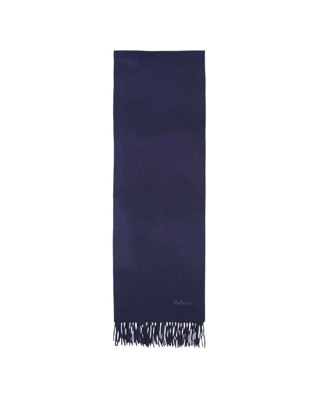 Mulberry Blue Écharpe Frangée À Logo Brodé