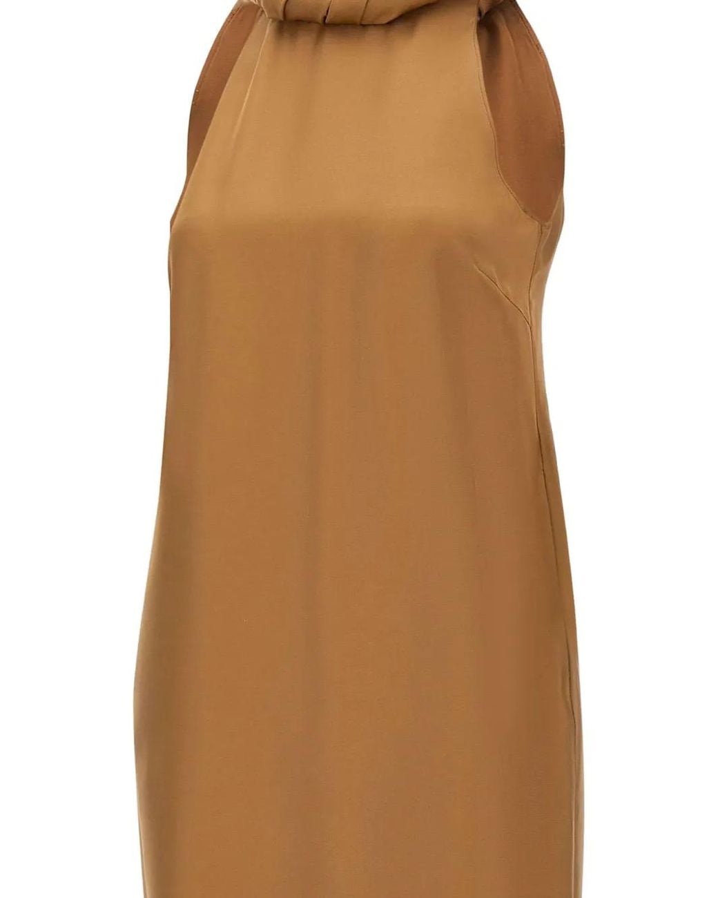 Loulou de Saison Natural Susan Twisted-Collar Sleeveless Midi Dress