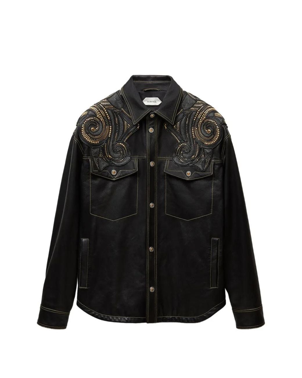 Versace Black Embroidered Nappa Blouson for men