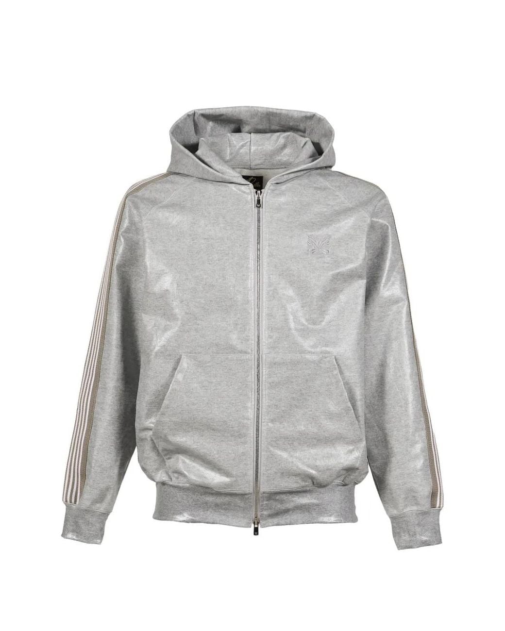 Needles Gray Coated Butterfly-Embroidered Hoodie for men