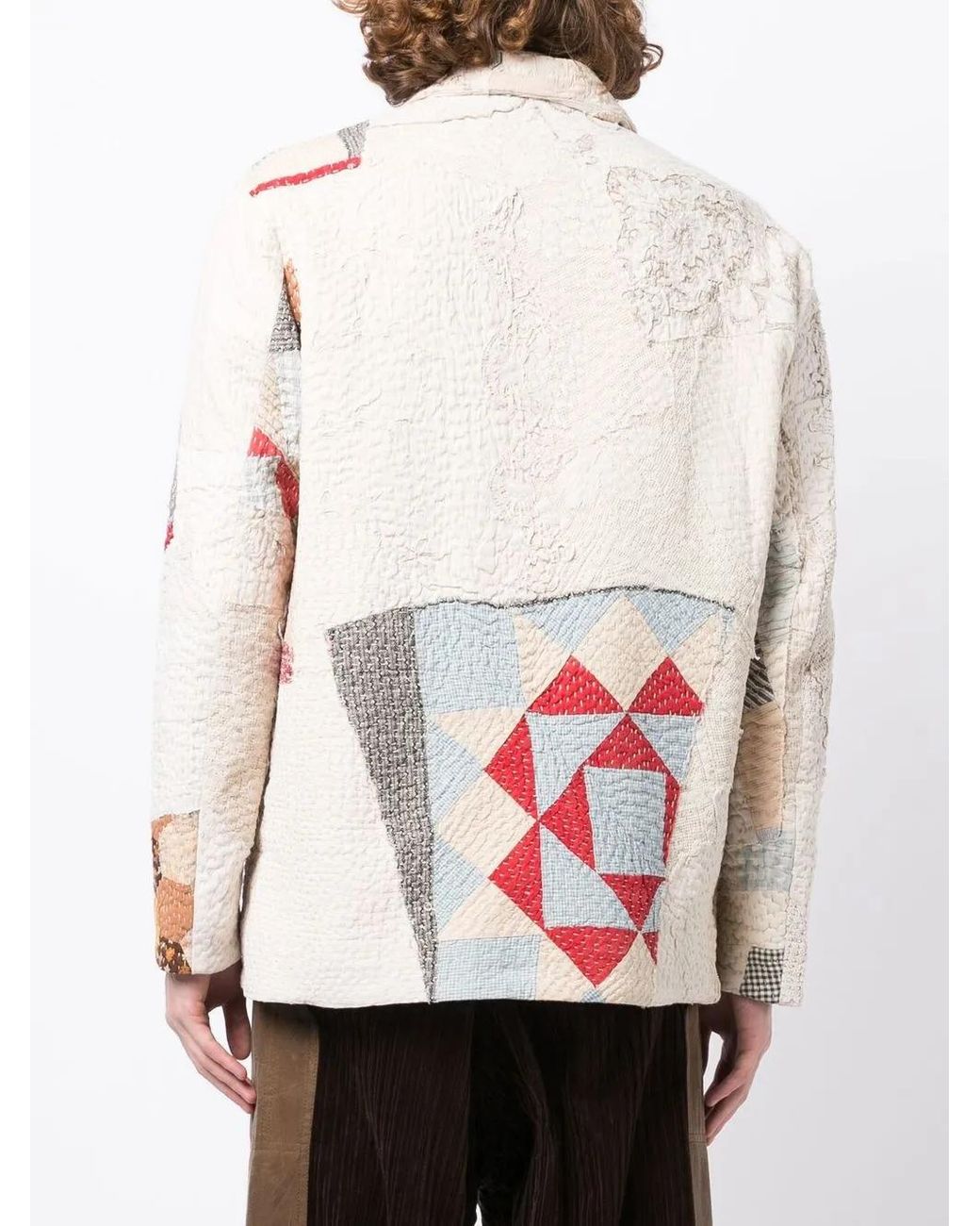 By Walid Natural Noah Patchwork-Design Jacket for men