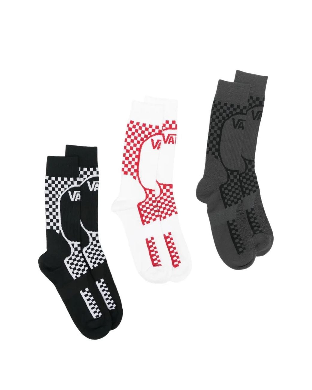 Vans Set Van Drie Geruite Sokken Met Logo-Print in het White