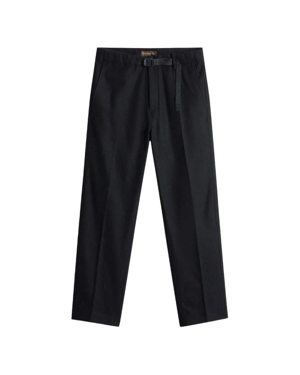 Woolrich Blue Belted Flannel Trousers for men