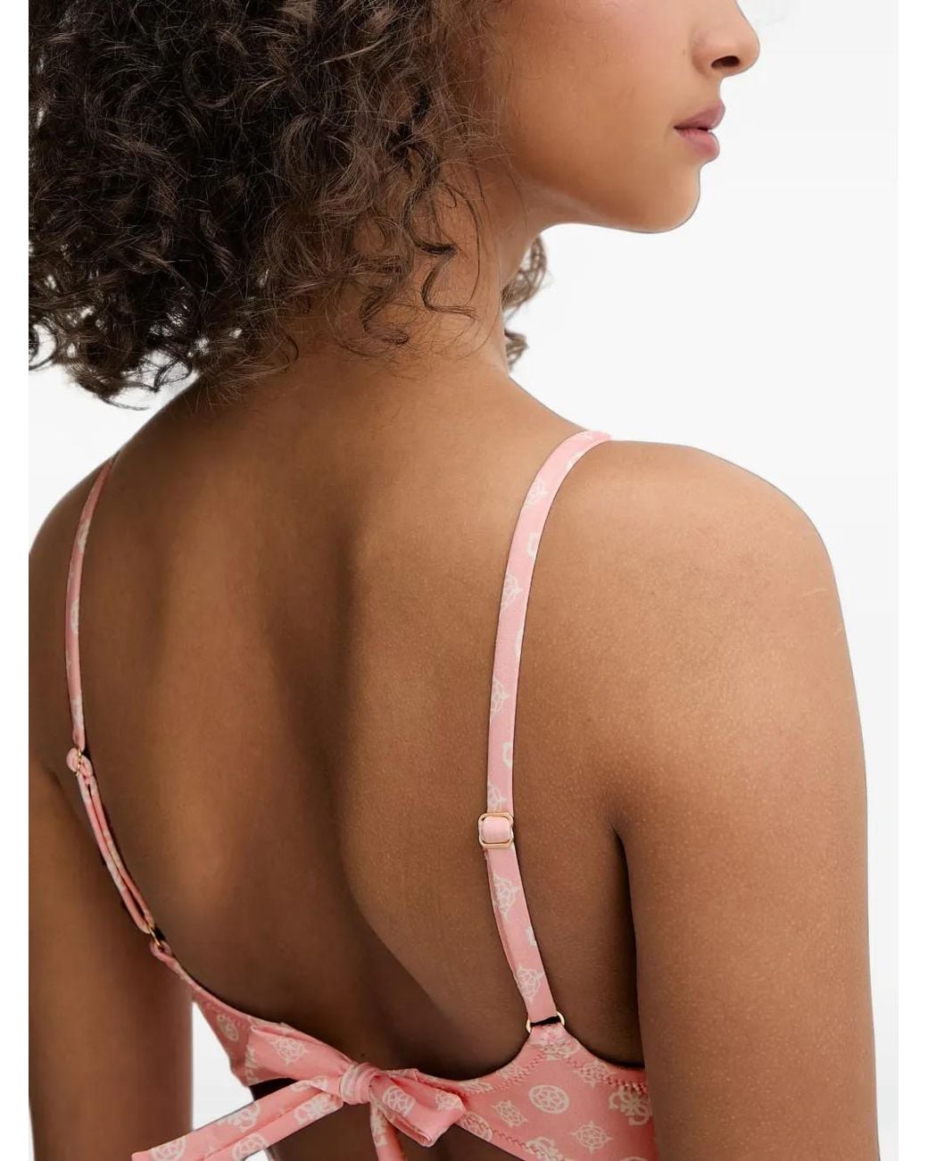 Guess Pink Logo-Print Cutout Swimsuit