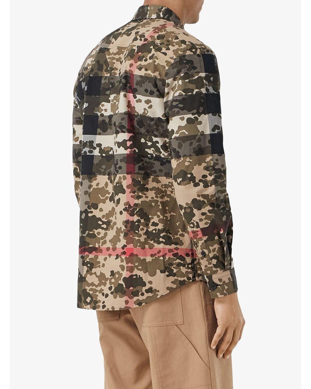 Burberry Camouflage Check Poplin Shirt for Men | Lyst