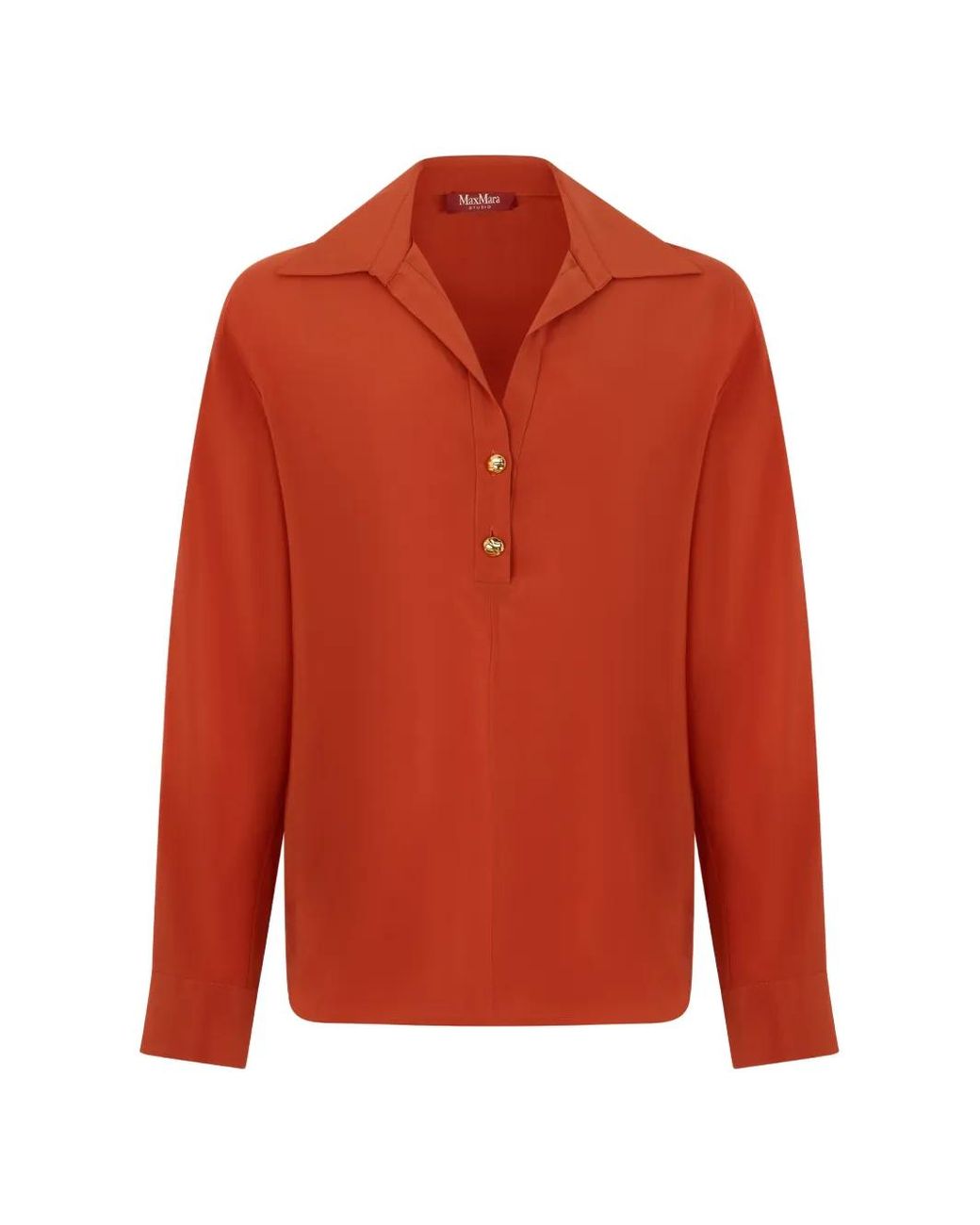 Max Mara Orange Button-Placket Long-Sleeve Blouse