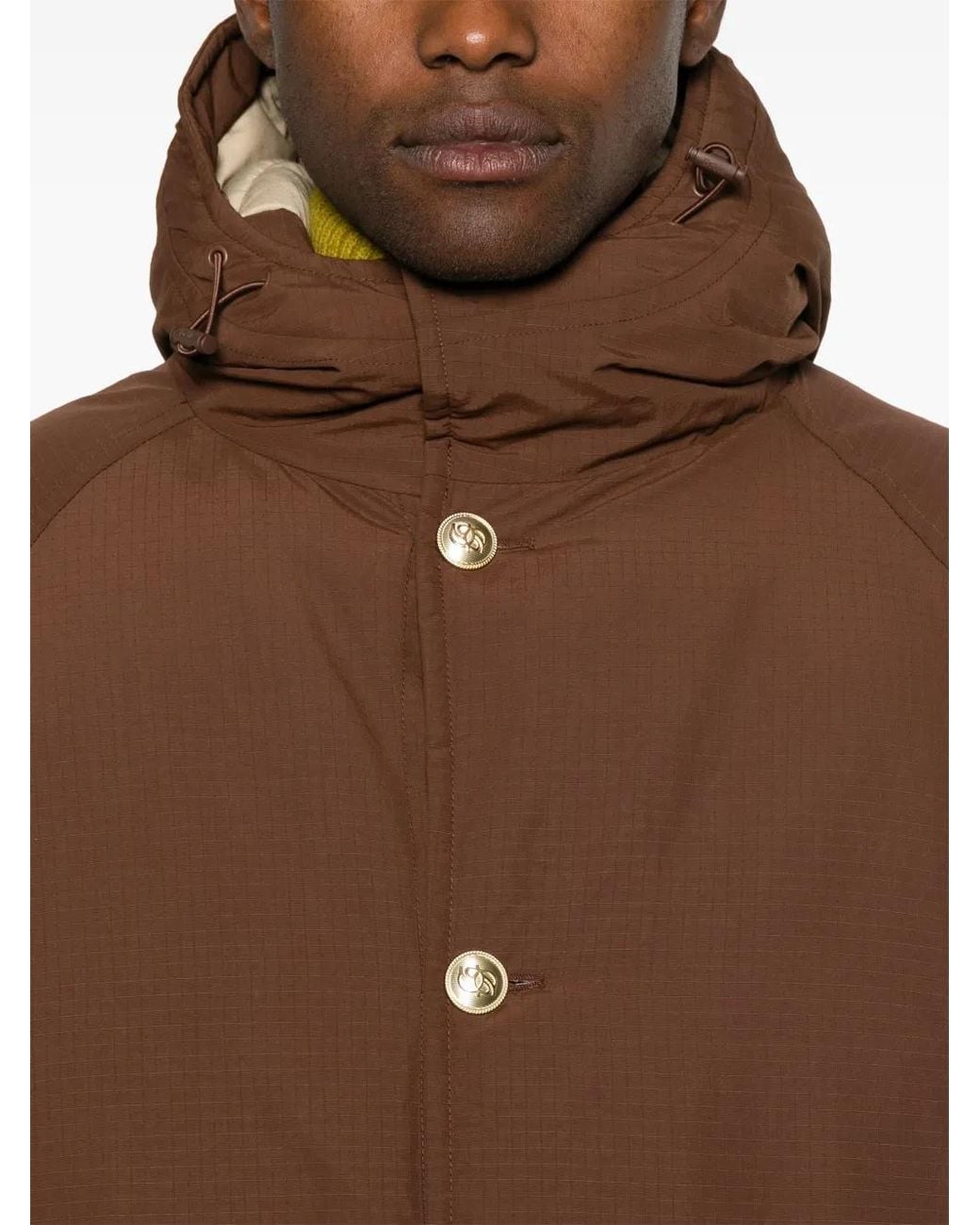 Drole de Monsieur Brown Hooded Ripstop Parka for men