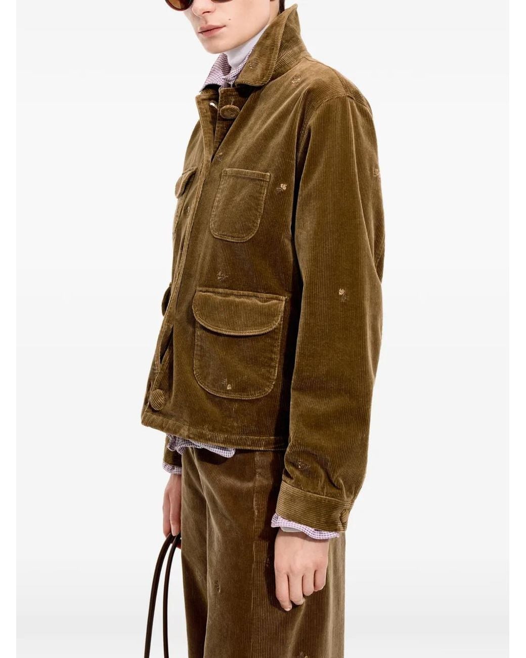 JNBY Brown Floral-Print Corduroy Jacket
