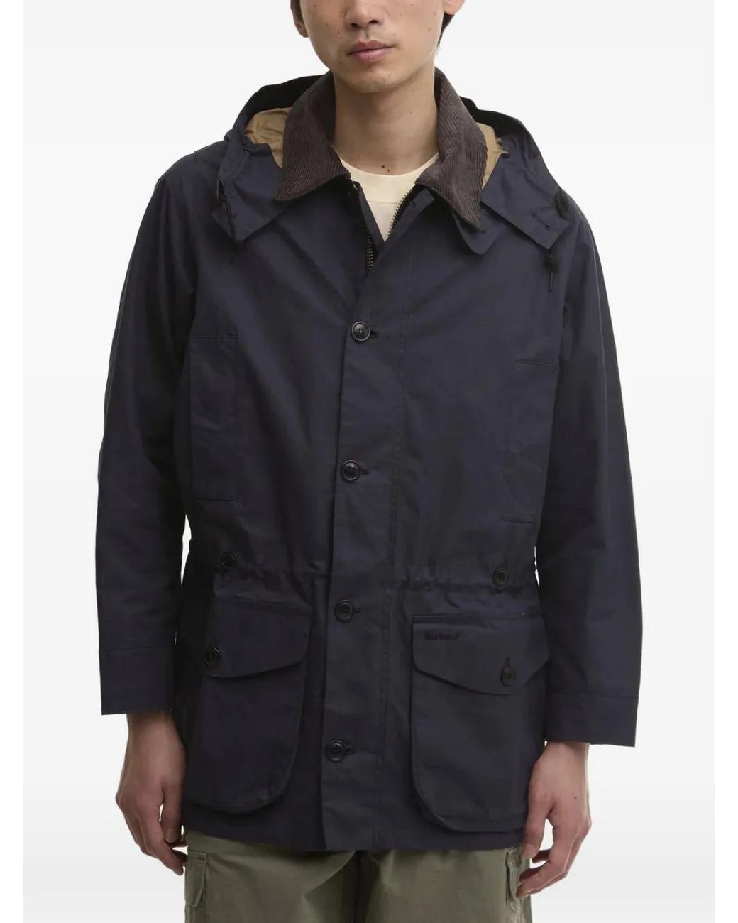 Barbour Blue Endurance Hooded Cotton Jacket for men
